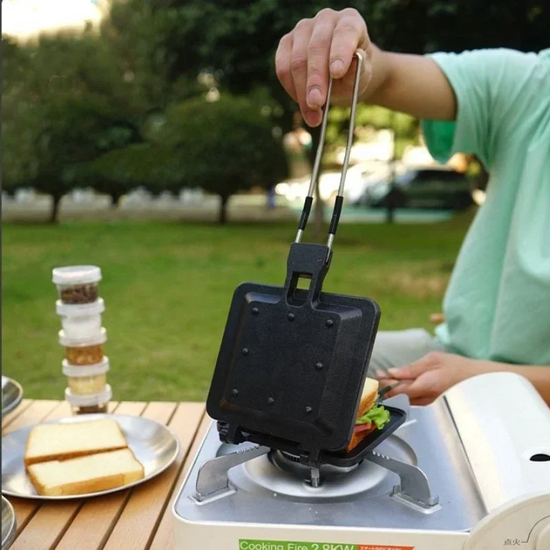 

New Multifunctional Outdoor Home Breakfast Nonstick Frying Pan Portable Folding Sandwich Pan Cookware Picnic Bread Pan