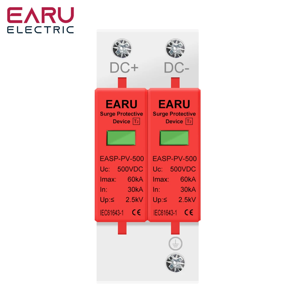 2P DC SPD Surge Protective Device 500V 800V 1000V 20KA 40KA Voltage Protector Solar PV Photovoltaic Lightning Arrester