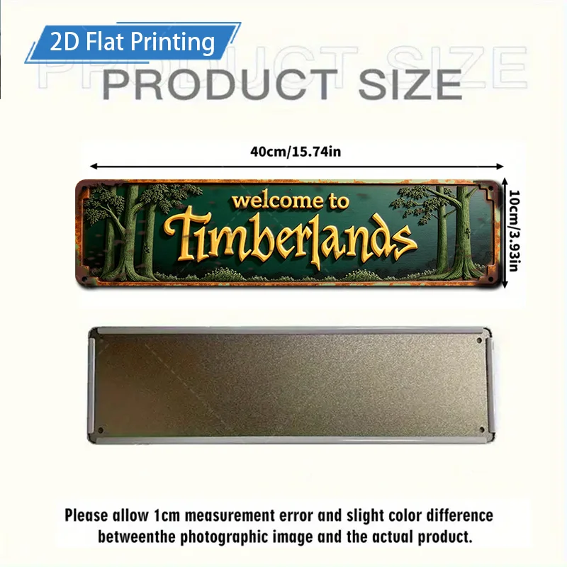 1 قطعة 4x16 بوصة علامة معدنية ريفي "مرحبًا بكم في Timberlands" علامة معدنية لديكور المزرعة