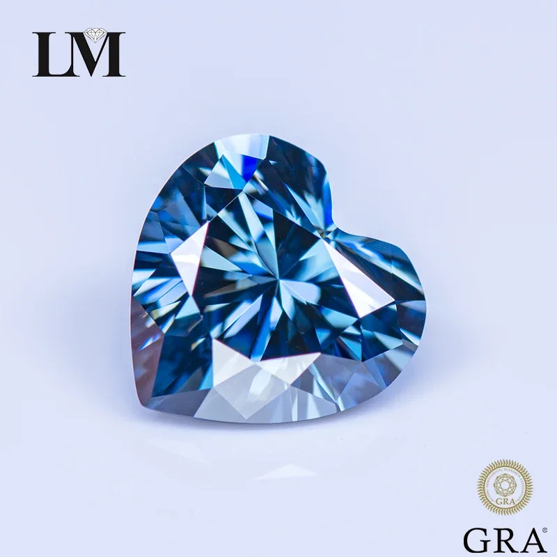 

Moissanite Lab Grown Diamond Natural Colours Royal Blue Heart Cut Gemstone For Charms Woman Jewelry Making With GRA Certificate