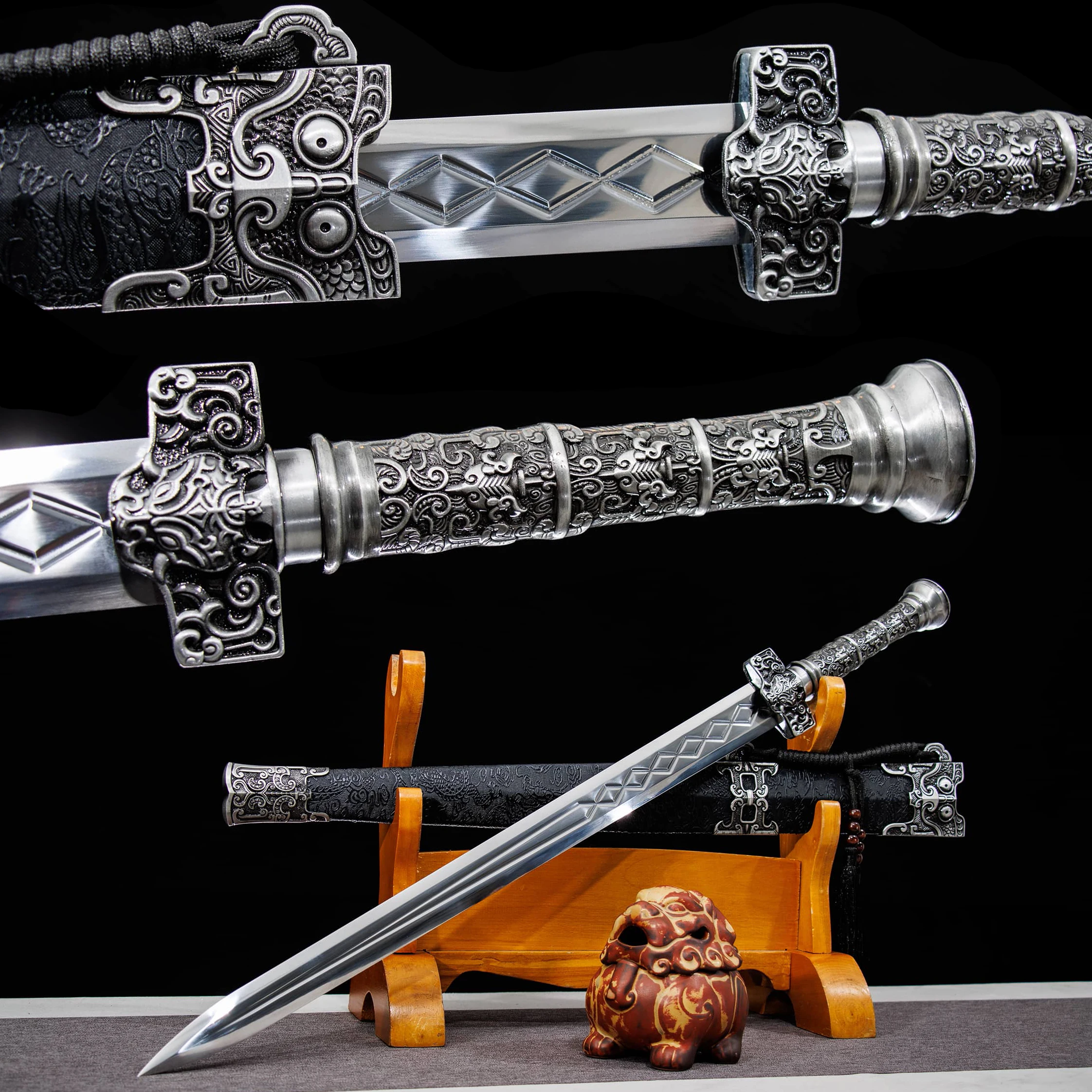 

81cm Medieval full tang Battle Preparation Carbon Steel sharp katana Chinese Han Sword Samurai Sword weapons Knight cosplay