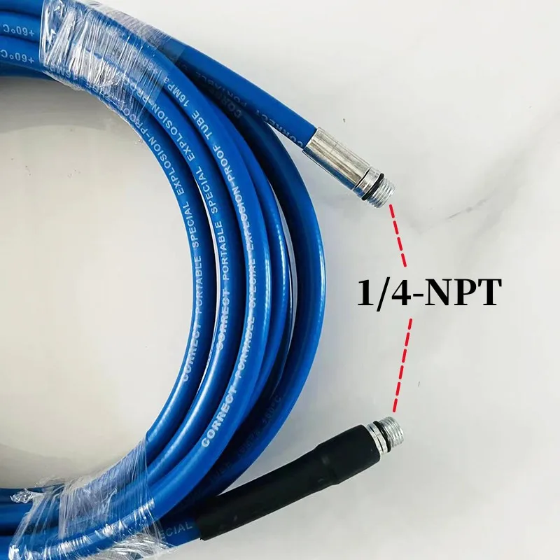 High Pressure Washer Hose Sewer Drain Water Cleaning Blue Hose Pipe Cleaner Kit 1/4 NPT Button  Rotating Sewer Jetting Nozzle