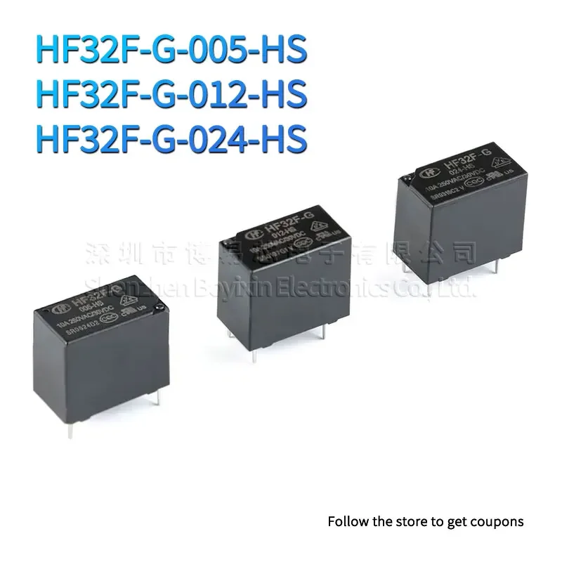 

Hongfa relay HF32F-G-JZC-32F-G- 005 012 024-HS 1 group normally open 10A 4 pins