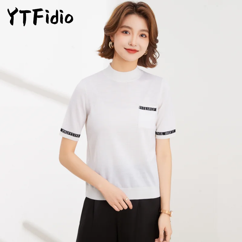 YTFidio Summer New Women's Cashmere Wool Tops Office Lady Warm Soft  Solid Turtleneck Girls  Streetwear Tops 03