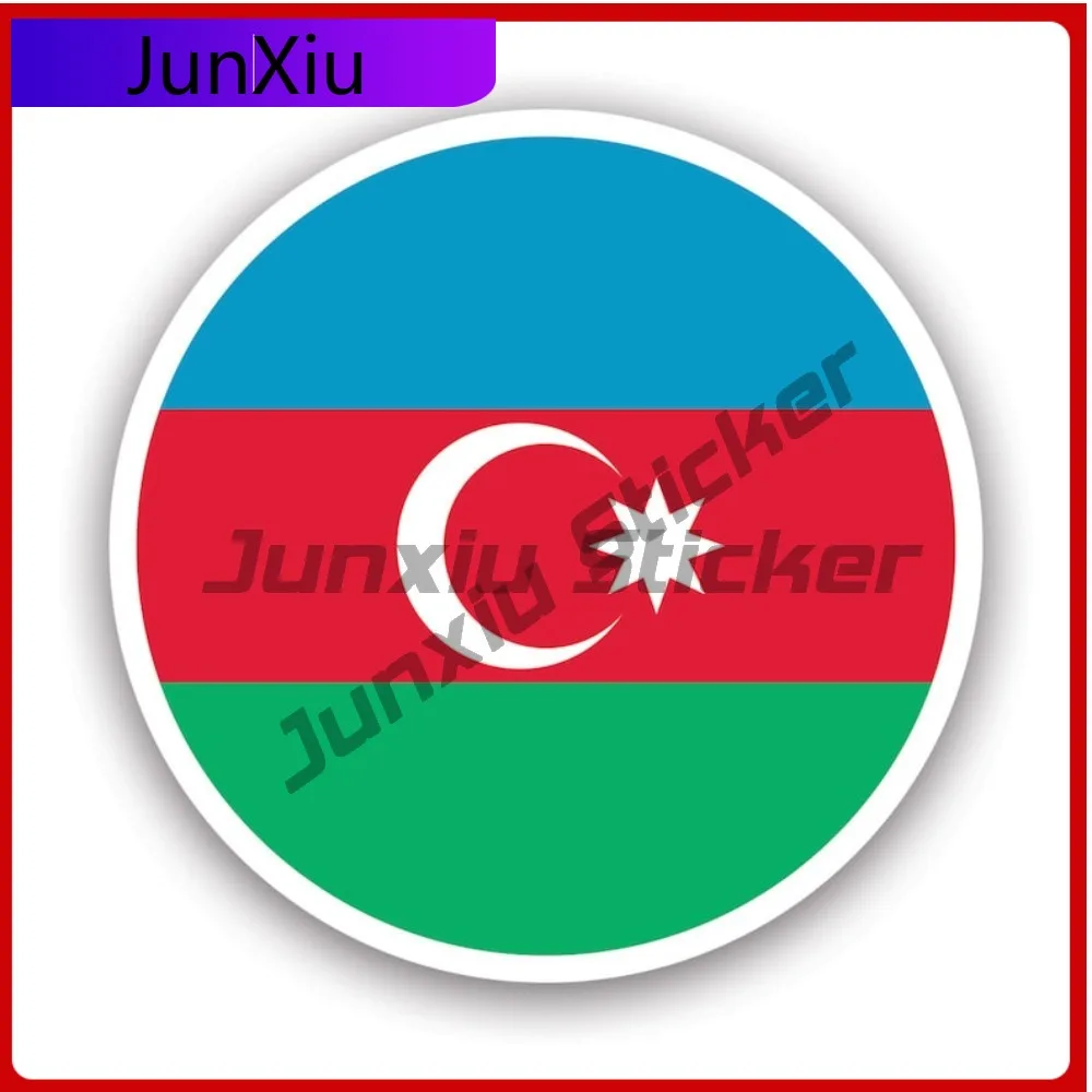 

Round Azerbaijani Flag Stickerwaterproof Outdoor Decalsazerbaijan Cute Car Waterproof Vinyl Decal For Campers Sticker Decor