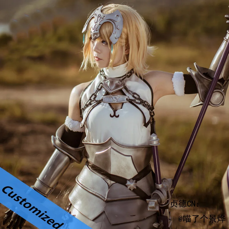 

Hot Anime Game Fate/Grand Orde FGO Cosplay Costume Jeanne d Arc Customized White Mature Dress Uniform Suits Halloween for Women