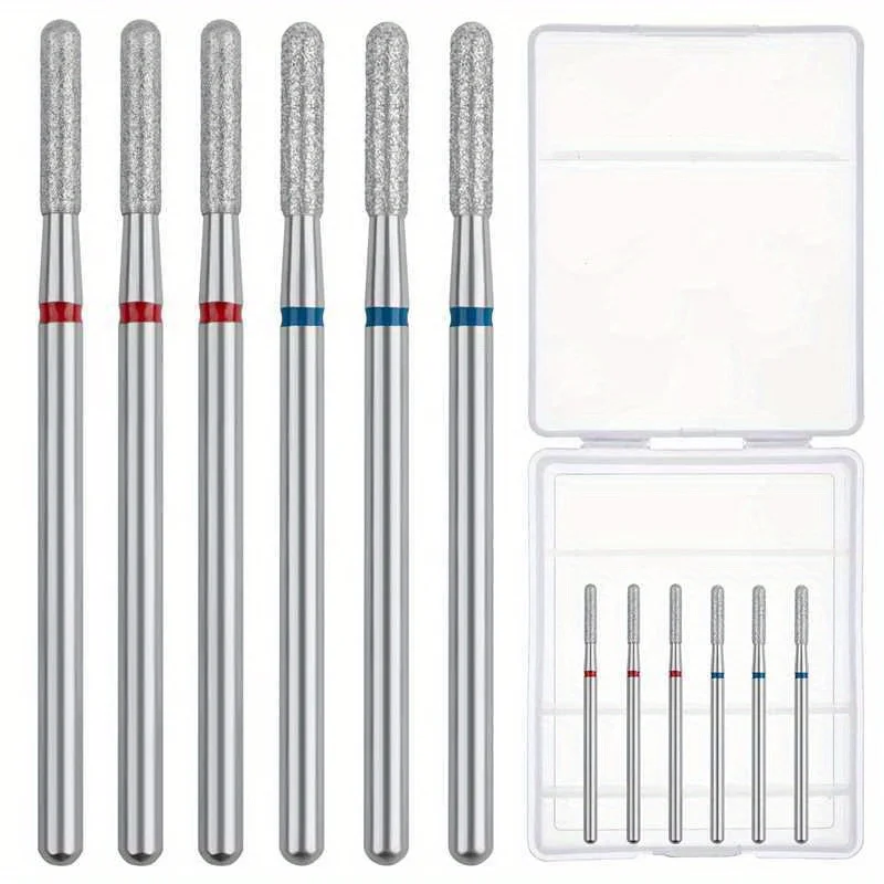 6 pezzi set di punte per trapano per unghie diamantate fresa per manicure punte per cuticole lime elettriche pelle morta rimuovi pedaggio accessori
