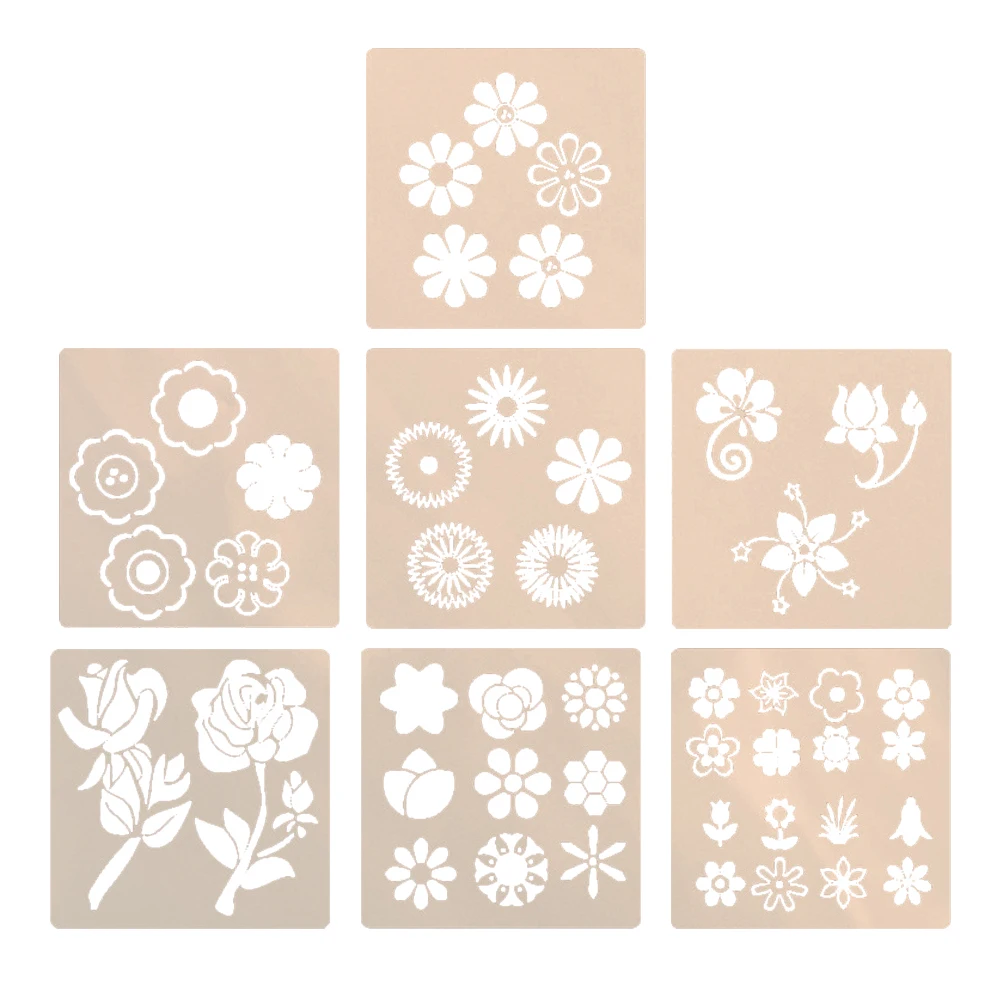 

7Pcs Flowers Painting Templates Reusable Flowers Drawing Template Kids Drawing Stencils White Mold DIY Supplies