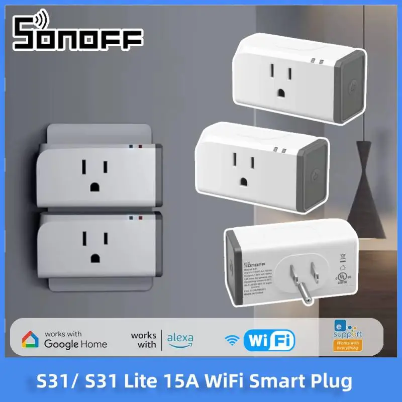 SONOFF S31/S31 Lite US Mini enchufe Wifi 15A interruptor de toma de corriente inteligente enchufe de sincronización Monitor de medida de consumo de energía uso de energía