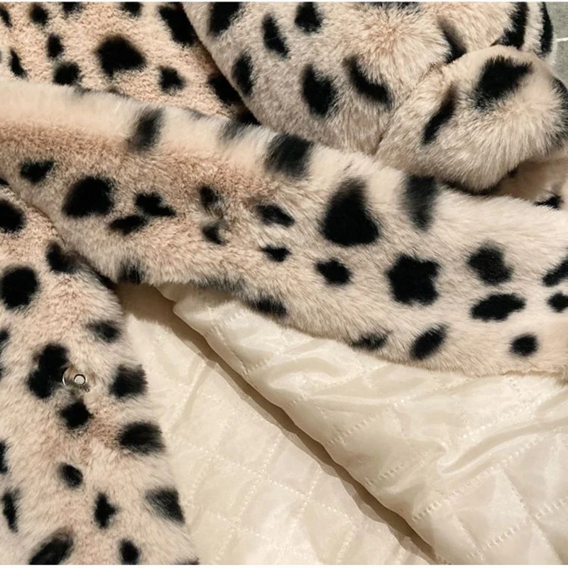 Imagem -06 - Cabolsas com Capuz de Pele Sintética de Leopardo Feminino Cabolsas Peludos Grossos Cabolsas de Comprimento Médio Jaqueta Coreana de Peles de Coelho de Alta Qualidade Inverno