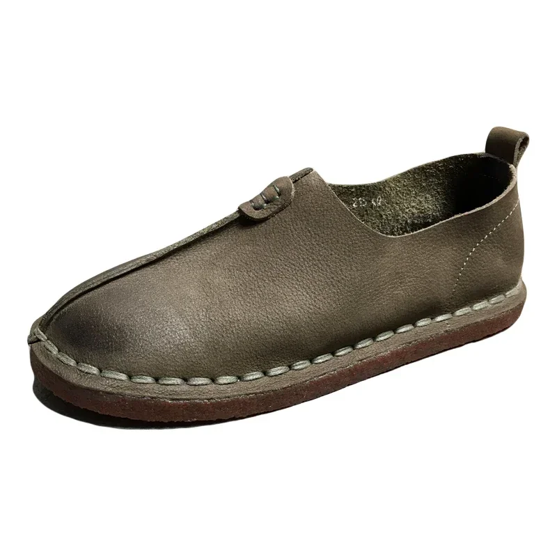 barefoot shoes Men\'s genuine leather oxford women\'s natural leather loafers shoes retro single cowhide handmade 43 44 shoes