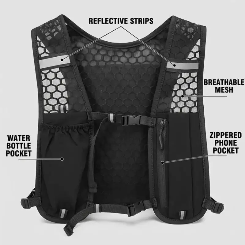 Running Vest For Women Men, Adjustable Chest Strap Running Hydration Vest Lightweight Reflective Hydration Backpack For Marathon