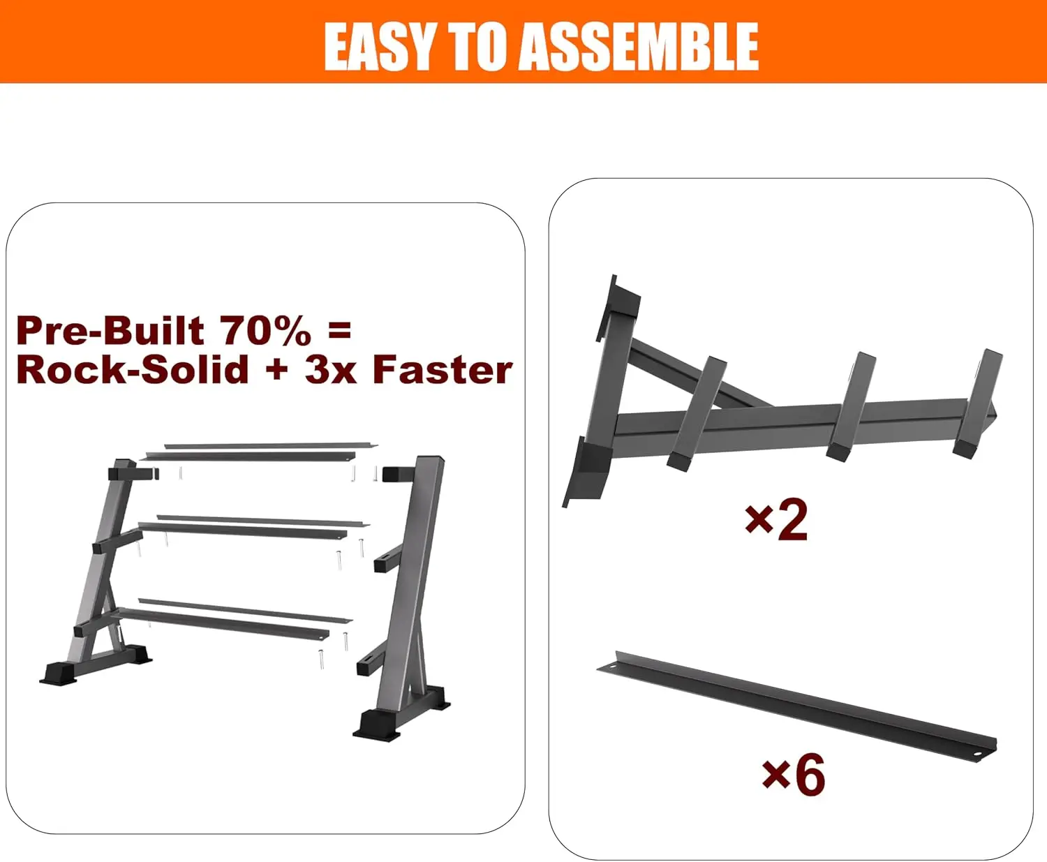 Heavy Duty Three Tier Dumbbell Rack Stand, 1200LBS Commercial Weight Storage Organizer for Home Gym, Multi Functional Fitness Equipment Stand view 4