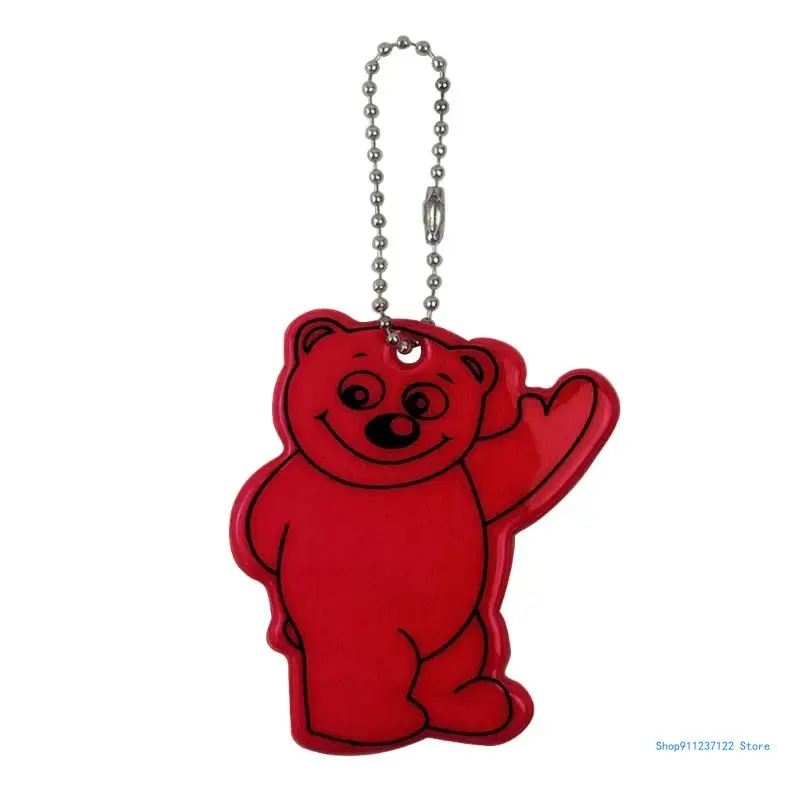 Reflective Bear PVC Keychain Tags, Bright Tags for Bag Backpack Pendant for Kids Adults Clothing Bag