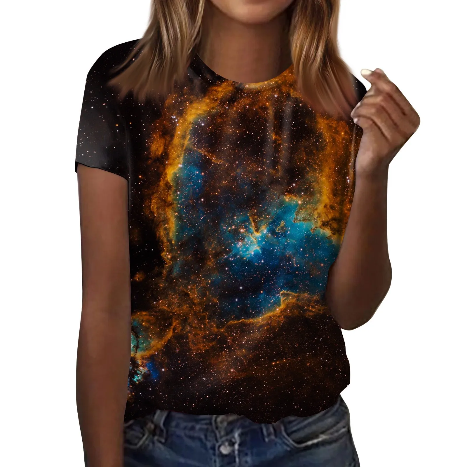 Galaxy 3D Print T-shirt Fashion Streetwear Woman O-Neck Casual T Shirts Summer Oversized Harajuku Tees Funny Tops