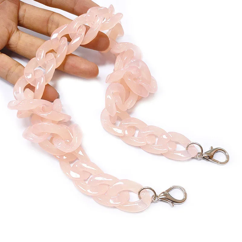 60cm Chain Acrylic Bag With One Shoulder Hand Plastic Resin Buckle  With Vintage Retro