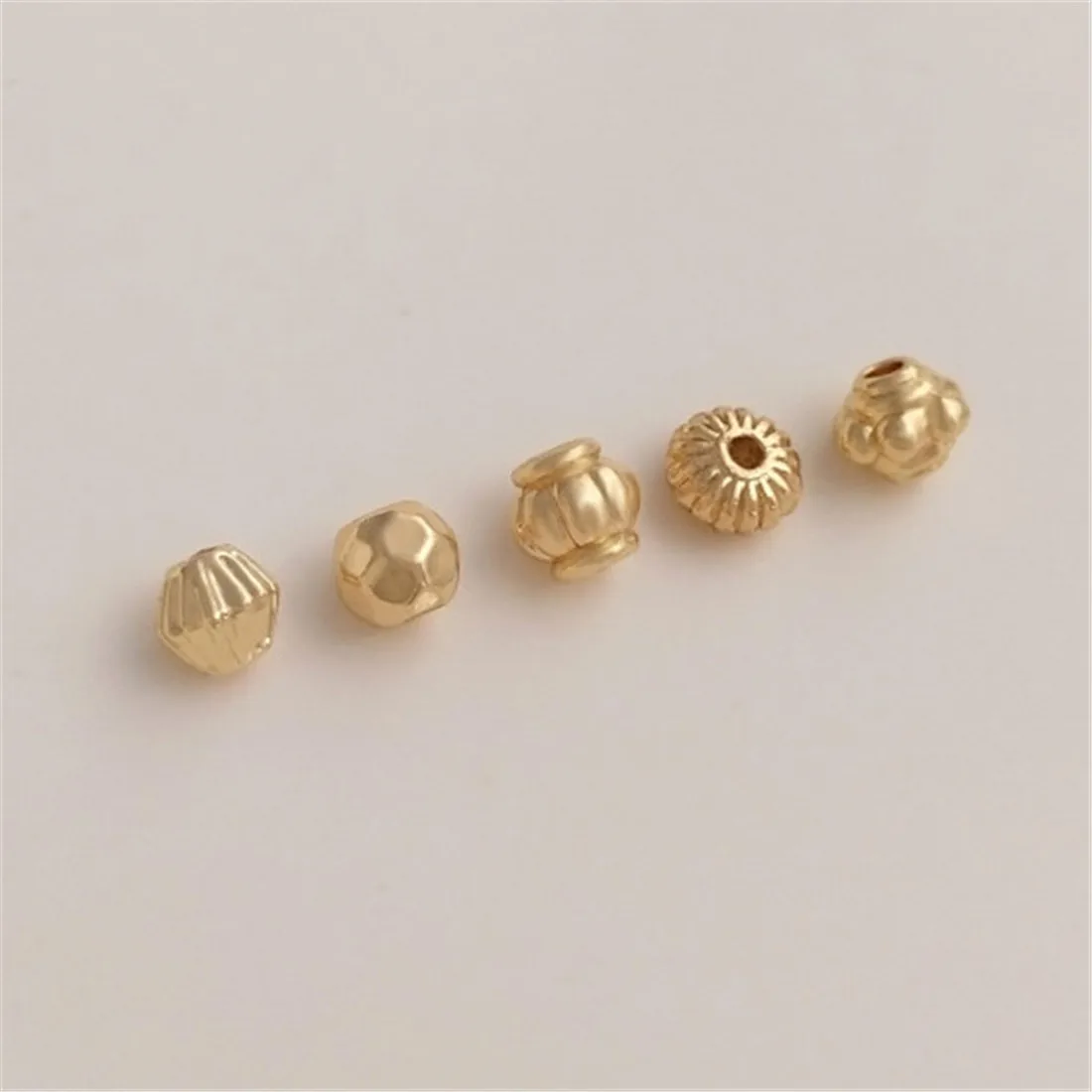 14K Gold-coated Faceted Pumpkin Beads Lantern Beads Diamond-shaped Bead-separated Diy Bracelets Loose Beads Accessories Material