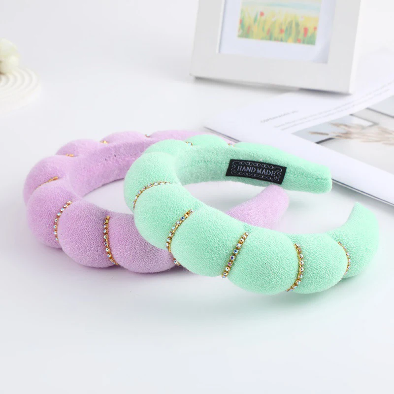 Fashion Solid Color Cloud Sponge Headband Washing Scrunchies Puffy Headband Washing Face Makeup Shower Skincare Hair Band