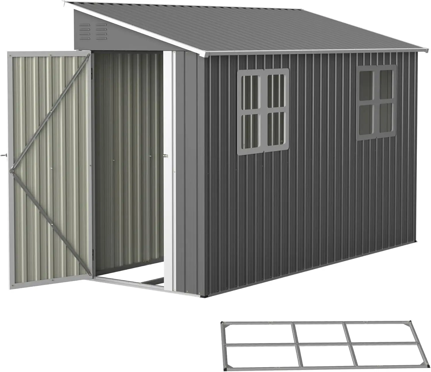4' x 10' Metal Garden Shed Lockable Doors,Outdoor Storage Shed with Double Windows,Waterproof Shed Outside Storage, Customized