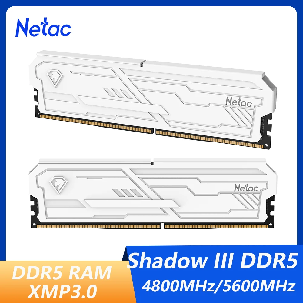 Netac DDR5 RAM 32GB (16GBx2) Memoria Rams DDR5 4800MHz 5666MHz Desktop Memory XMP3.0 with Heatsink for X99 Motherboard Computer