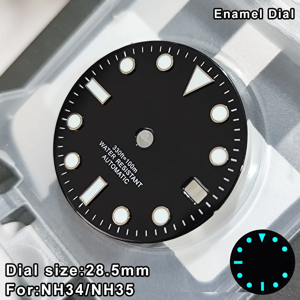28.5MM NH35 Dials Fit NH35 Movement Dial NH35 BGW9 Blue Luminous Dial NH34 GMT Dial NH35 Enamel Black Dial Fit NH35 Hand Parts