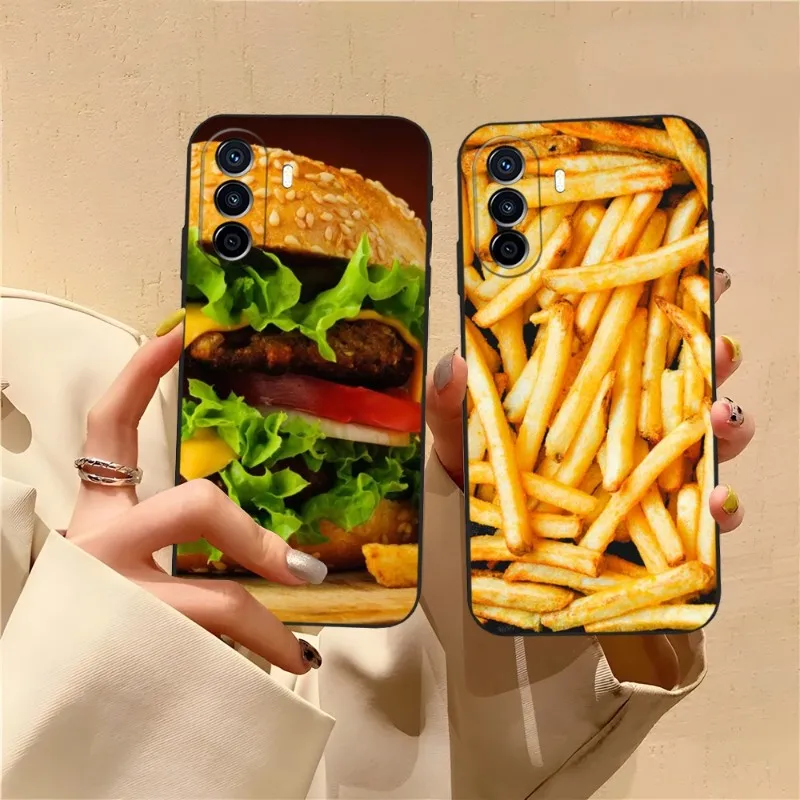 French Fries Burger Phone Case Funda For Huawei P30 P40 P50 P10 P20 Lite Mate 40 Pro Plus Psmart Z 6 7 5 Back Cover