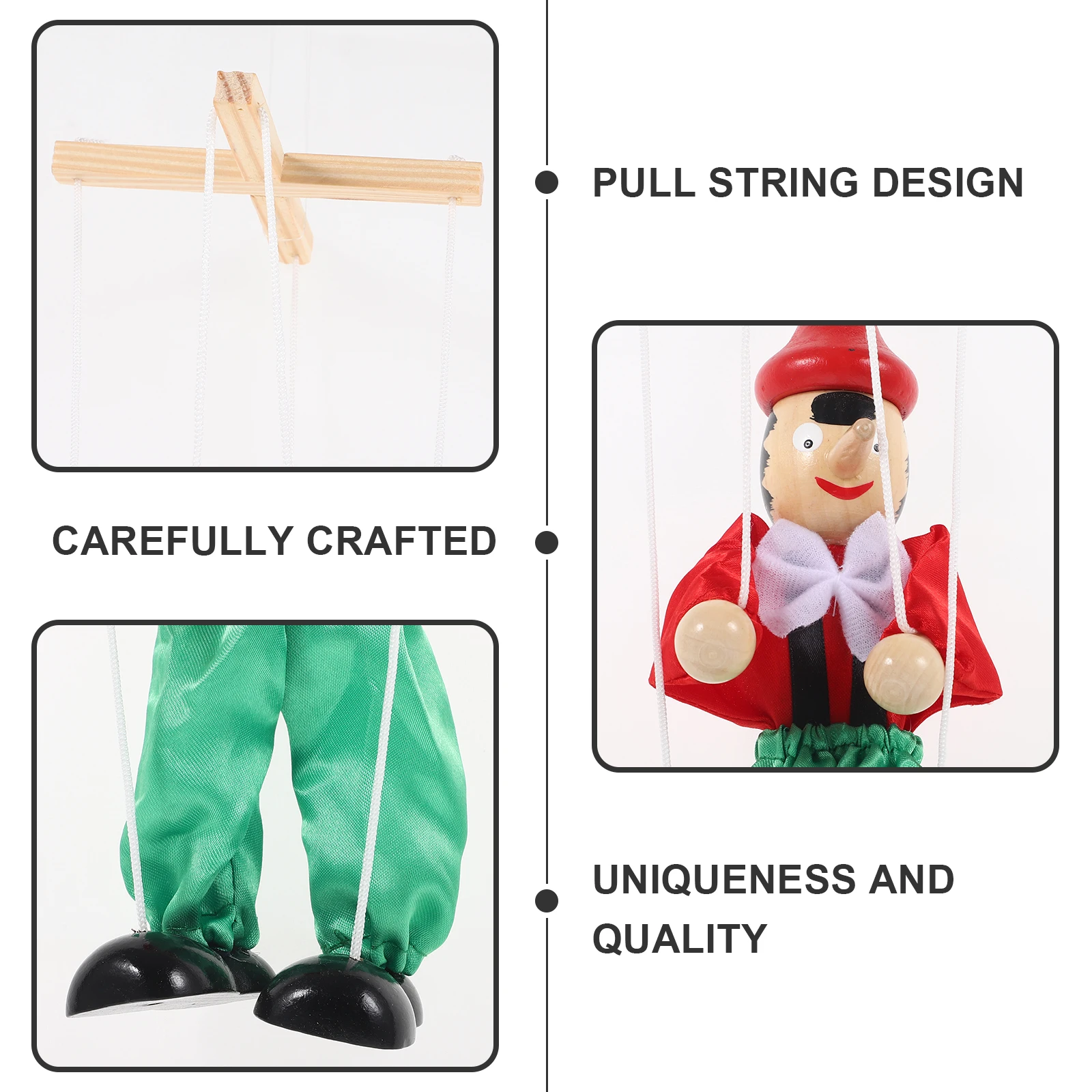 マリオネット 面白いおもちゃ パペット 子供用 8-10 木製 未完成の木製置物 プルワイヤー