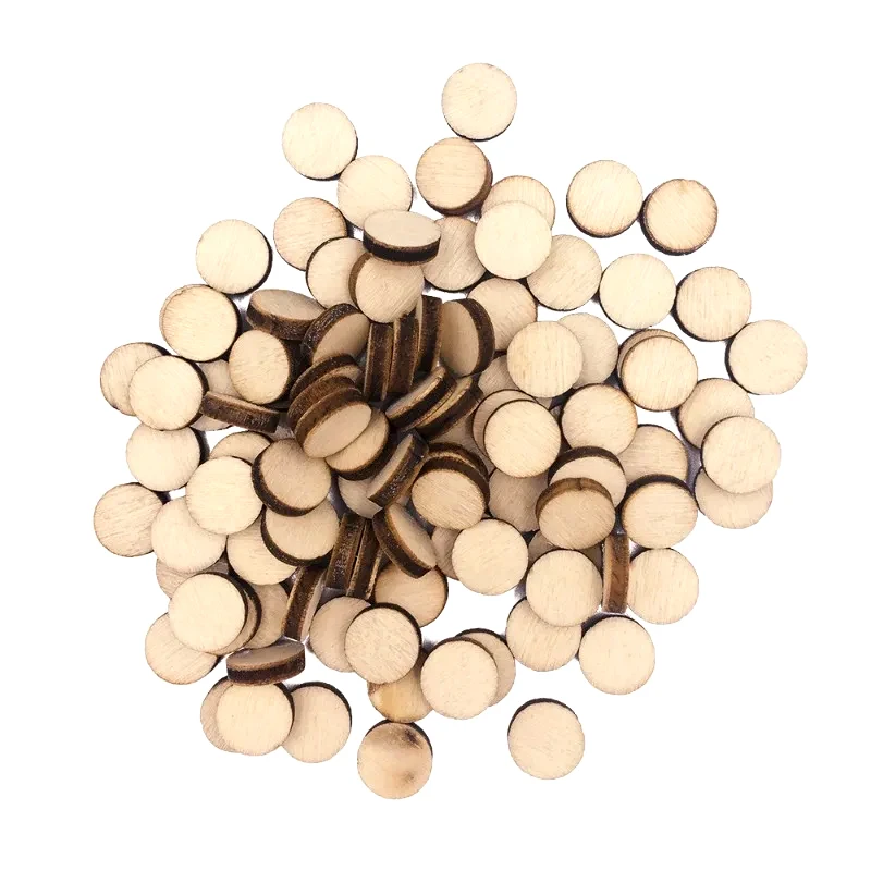 

100pcs 1cm Unfinished Wood Circle Round Disc Blank Natural Wooden Cutout Ornaments for Decoration DIY Craft Art Supplies