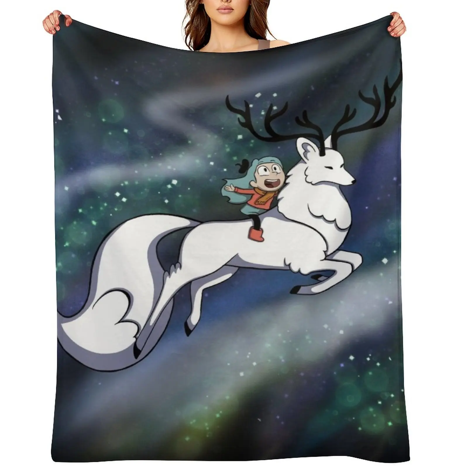 

Hilda & Alpha Deer fox Throw Blanket Camping Large Soft Beds manga Blankets