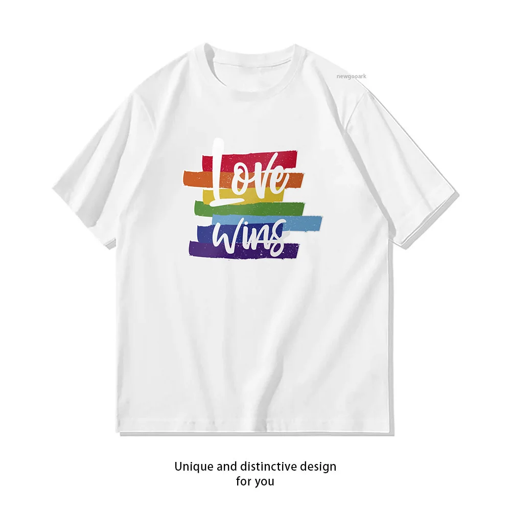 Love Wins LGBT Rainbow Vintage Lettering T-Shirt woman man summer cotton graphic t shirts Adult streetwear tops tee Short-sleev