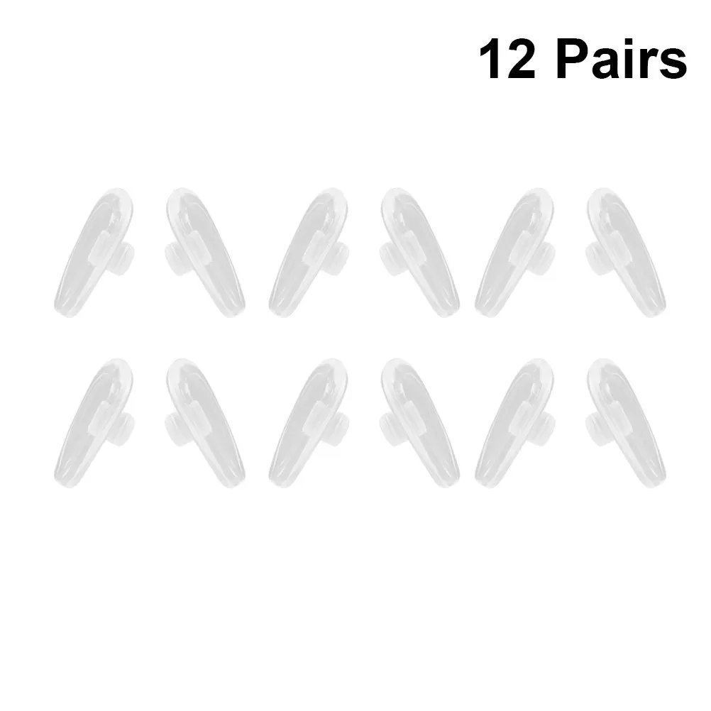12Pairs Silicone Airbag Nose Pads Eyeglasses Anti Slip Soft Flexible Hollow Design Comfortable Nose Bridge Support White