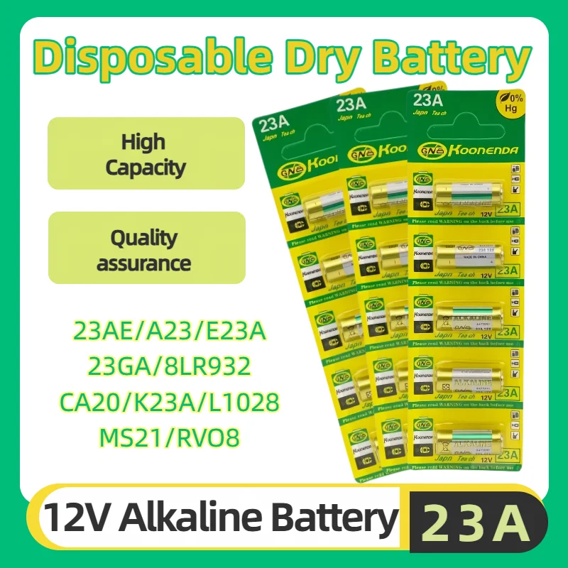 top12V A23 Alkaline Battery LRV08 GP23A E23A 23GA for Doorbell Garage Door Remote Roller Shutter Car Key Fob Wireless Alarm Toys
