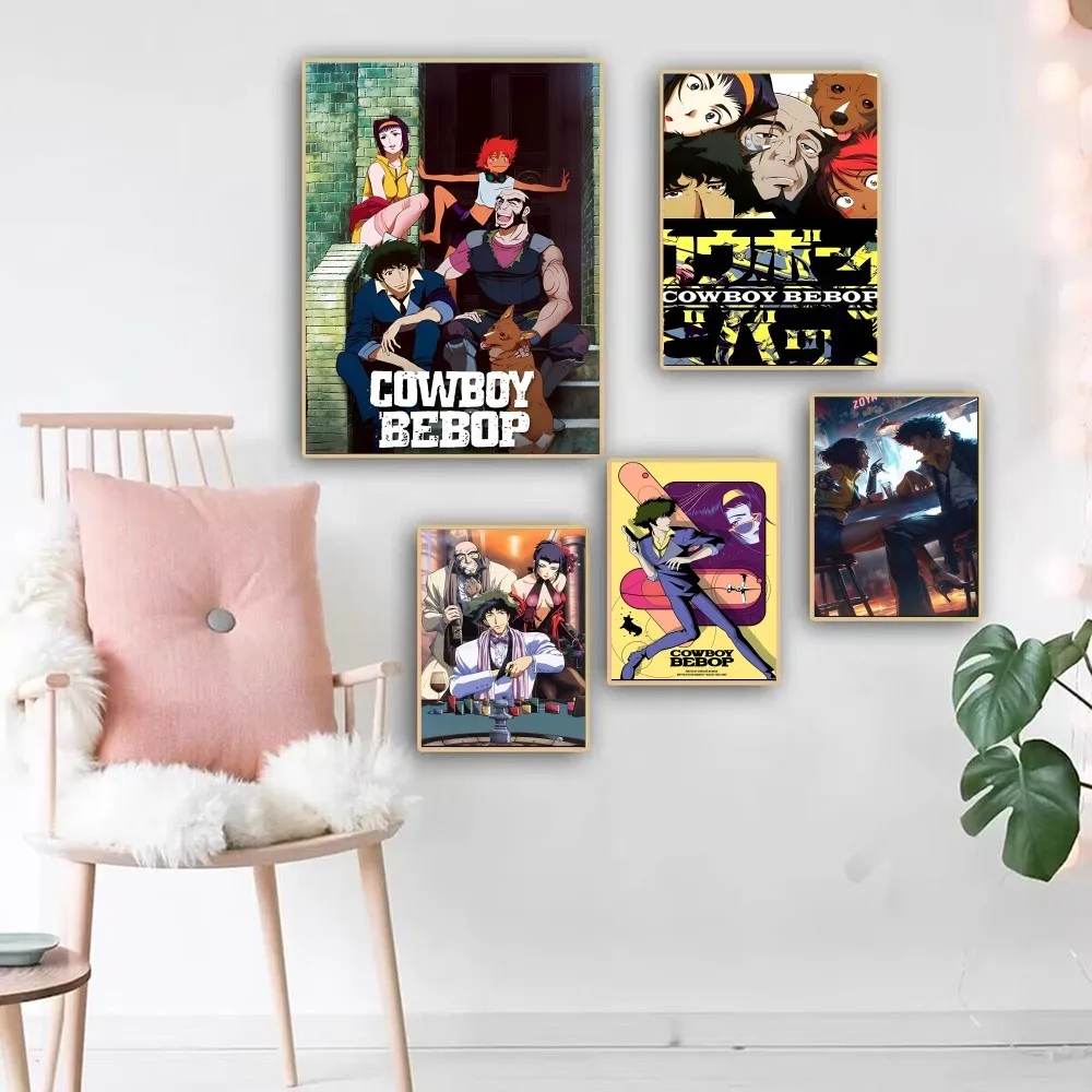 Pósteres clásicos Vintage de Anime Cowboy Bebop, arte de pared de calidad HD, carteles Retro para decoración de pared de habitación del hogar