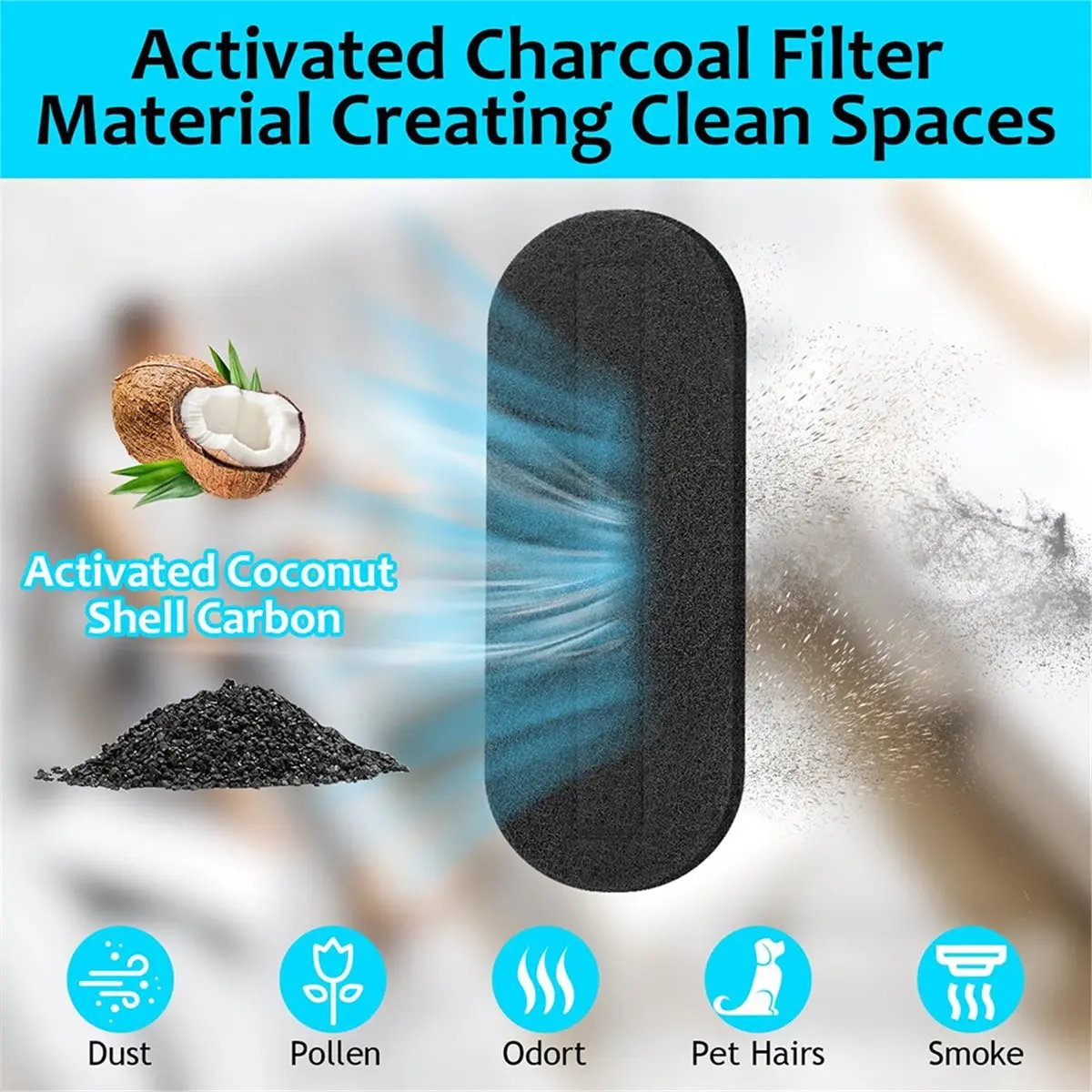 Utility Design Enhanced 10pcs Ceiling Fan Filters with Activated Coconut Carbon, Universal Fit for Fan Blades and Cat Litter Box