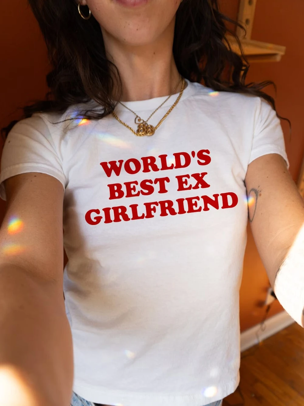 

World's Best Ex Girlfriend 90s Girls T-Shirt Women's Fitted Tee Summer Cotton Trendy Top Drop Ship