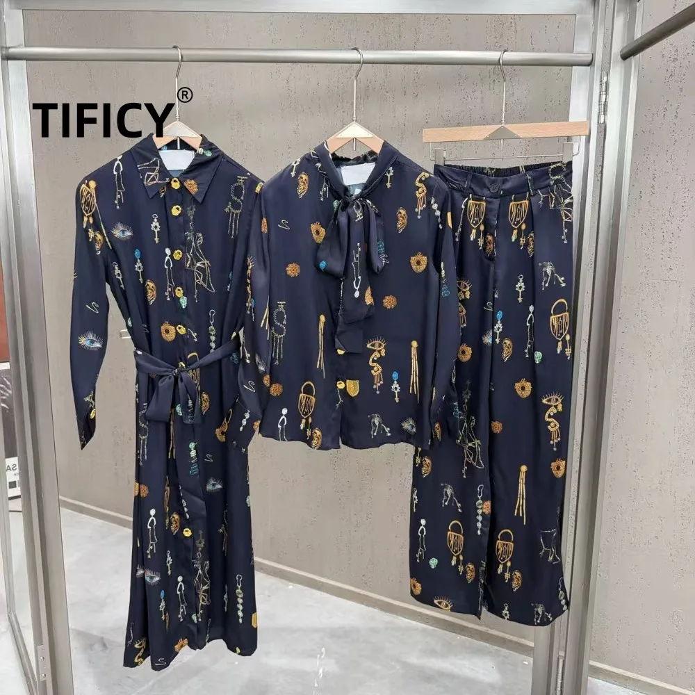 High-Street-Kleider Damen Vintage Französisch Elegantes Bedrucktes Hemdkleid mit Taillenbetonung Hemden+Hosen+Kleid Modisch