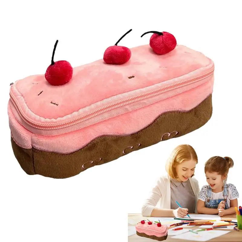 Cherry Pencil Case Cute Special Pencil Case Large Capacity Girls Pencil Box Case Zippered Pencil Pouch for Birthday Present