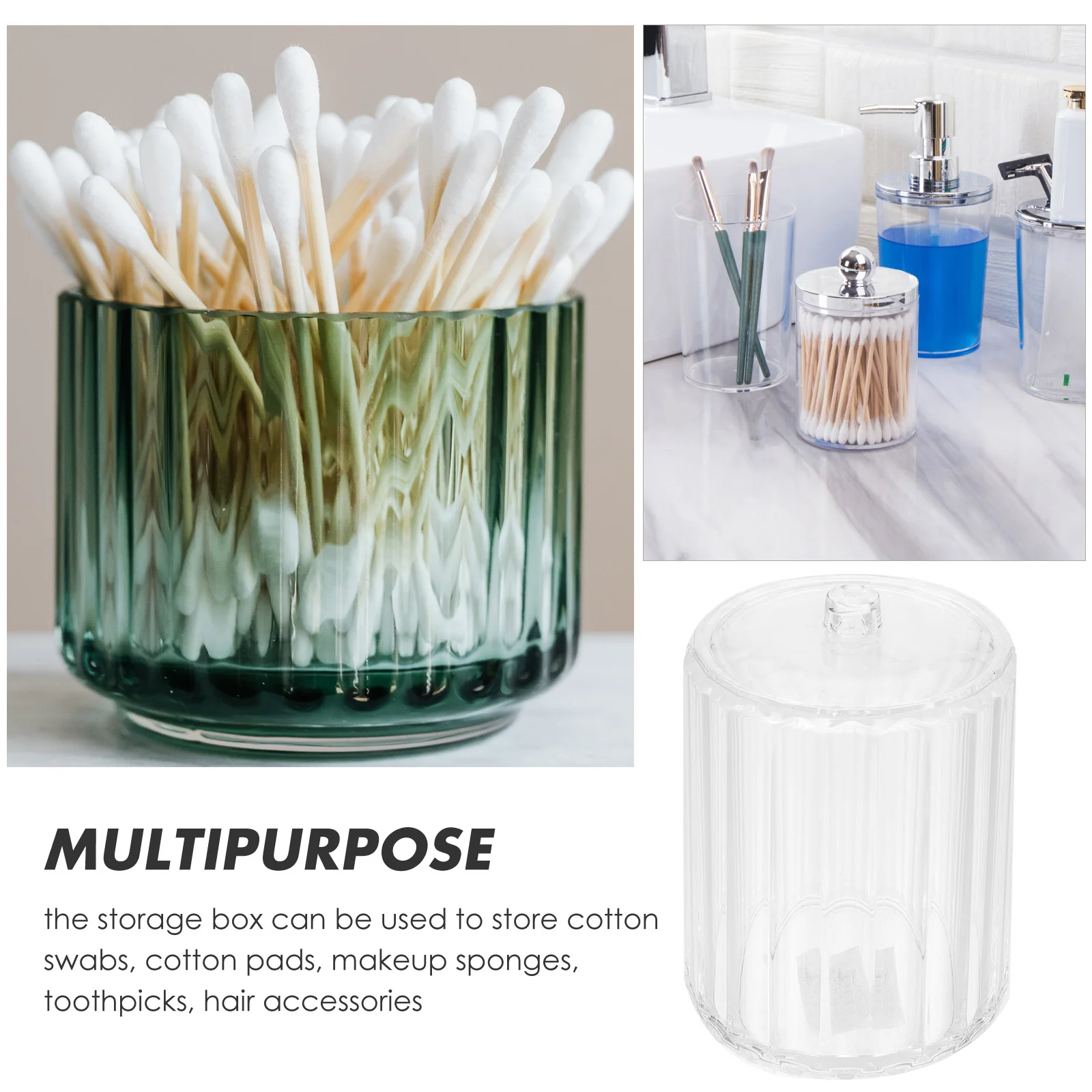 

Acrylic Cotton Swabs Organizer Box Storage Container Lid Case for Cotton Pads Balls Toothpicks Makeup Accessories