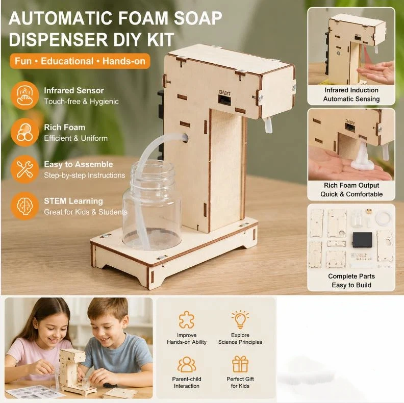 1 Set DIY Automatic Induction Foam Hand Washer STEM Kit Eco-Friendly Assembled Toy for Kids Hygiene Awareness Learning