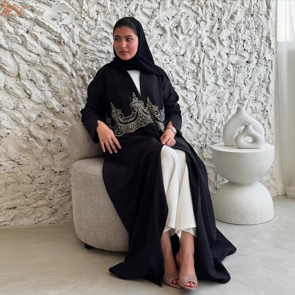 

Uni Luxury Abaya Cardigan Embroidery Open Abaya Women Muslim Dress Fashion Modest Kimono Modest Clothing Women's Clothes