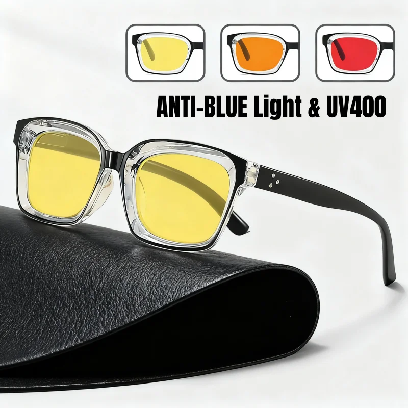 

Vintage Computer Blue Light Blocking Glasses Trendy Gaming Sleeping Goggles for Men Women Large Square Night Vision Sunglasses
