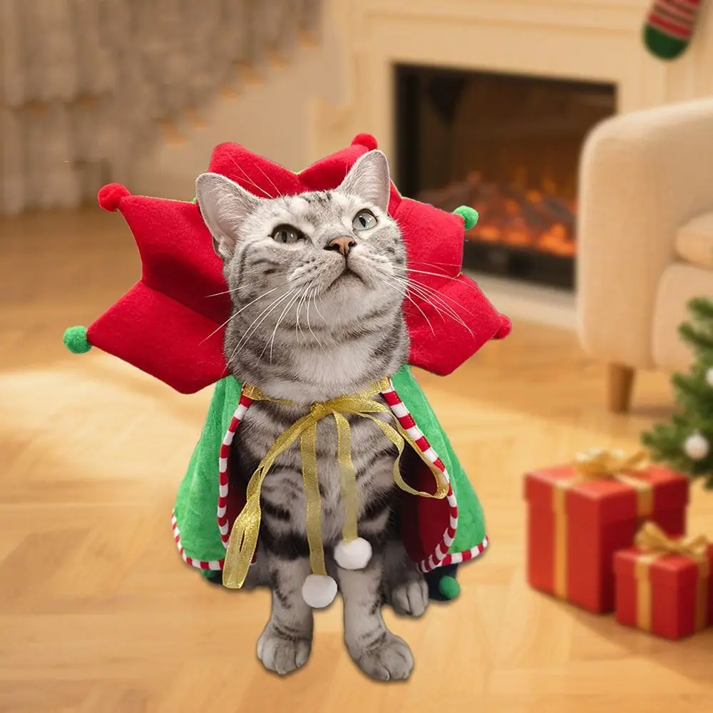 

Pet Clothes Soft Christmas Pet Cloak Comfortable Adjustable Dog Christmas Cape Cute Winter Design Pet Santa Costume Pet Cosplay