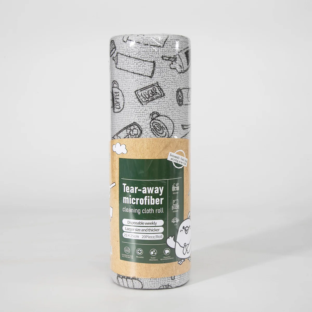 10A Antibacterial Microfiber Printed Tearable Lazy Cleaning Cloth Roll Weekly Use Kitchen Dish Towel Wet Dry Dual Use