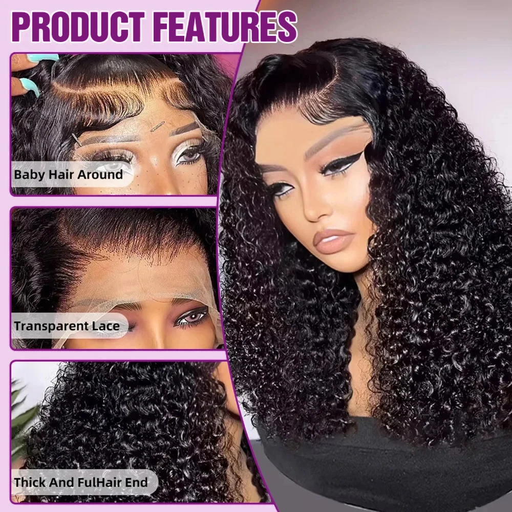 250% 13x4 딥 컬리 숏 밥 가발 인모 HD 투명 - Pre Parted 13X4 Lace Front Bob Wig 리뷰 및 가격
