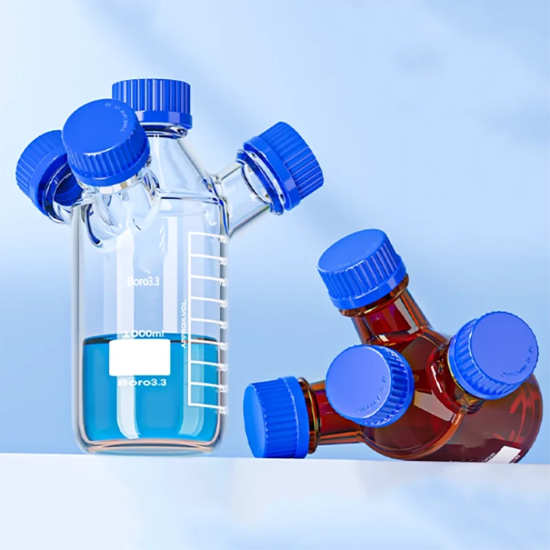 

Four-hole GL45 screw-hole mobile phase bottle brown liquid storage bottle chromatography solvent bottle waste liquid bottle
