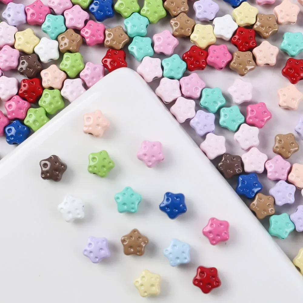 

10pcs Macaroon Colour Mini Cheese Star Beads Baked Paint Alloy Loose Spacer Beads For Jewelry Making DIY Accessories