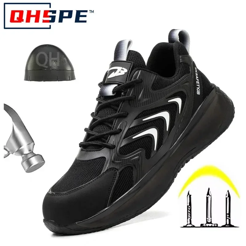 安全靴-メンズ-作業靴-軽量安全靴-メンズ-耐パンク作業靴-鋼製つま先キャップ-破壊不可能-耐久性