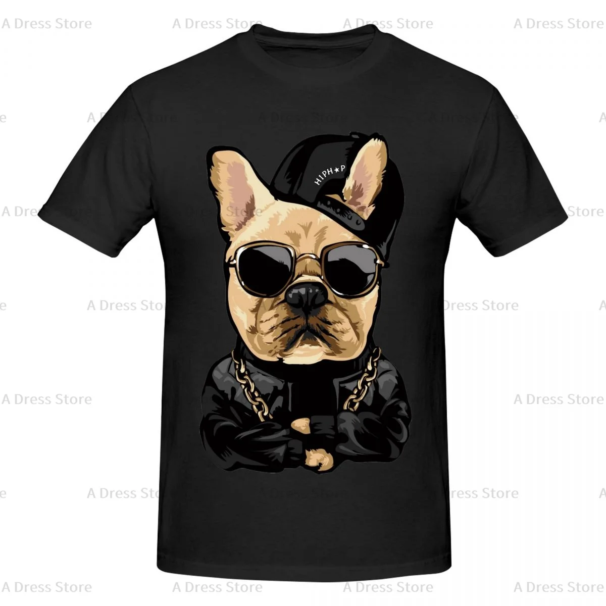 Cute DOG Pets Bulldog Men's round neck T-shirt,Oversized print Tee Shirt,Casual Large Size Tshirt