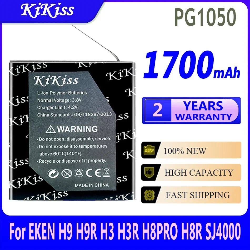 KiKiss Powerful Battery PG1050 1700mAh for EKEN H9 H9R H3 H3R H8PRO H8R SJ4000 SJCAM SJ5000 M10 SJ5000X Camera Batteries