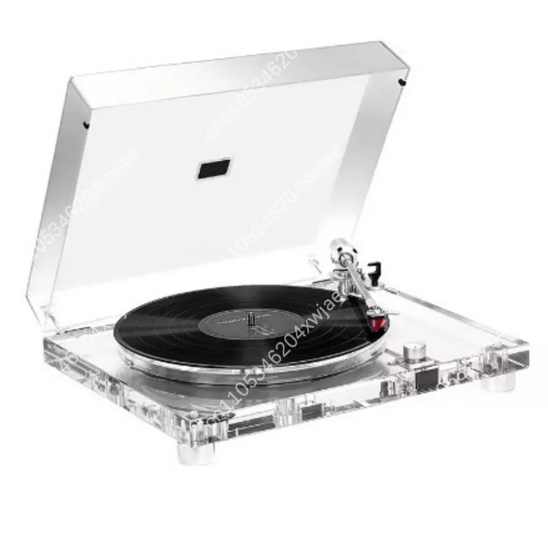 Acrylic Body Vintage Record Player with Dust Cover, 3-Speed Turntable Retro Gramophone for Home Decor
